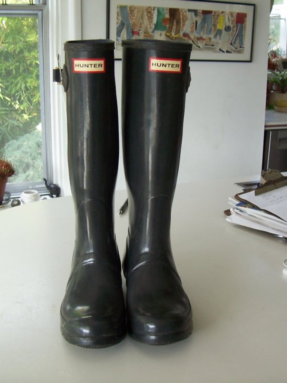 Hunter Tall Rainboots Size 7 16"  Tall Dark Green